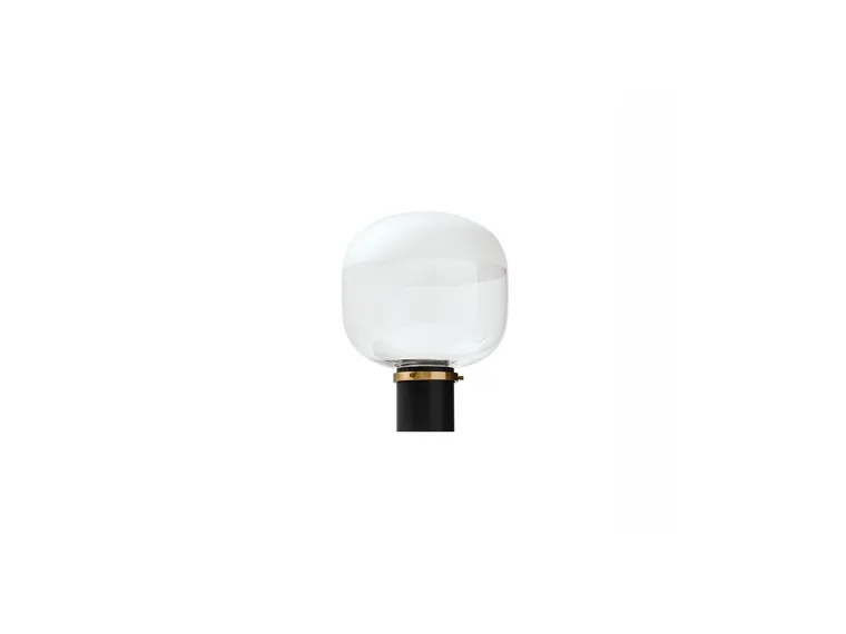 Lampada da tavolo con diffusore in vetro trasparente e satinato e base in metallo finitura Nero e Oro Ghost Tavolo di Midj