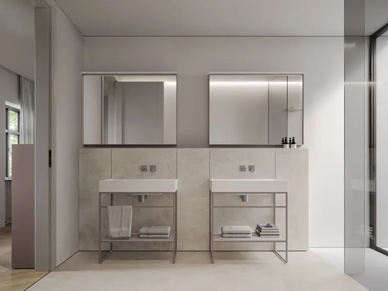 Mobile da Bagno in alluminio laccato Wall Home2 B2 di Ideagroup