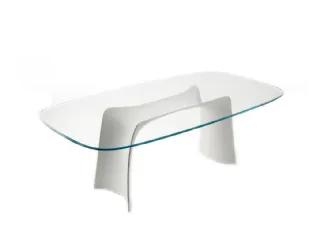 Tavolo di design con top in vetro e base in plastica Baydur di Midj